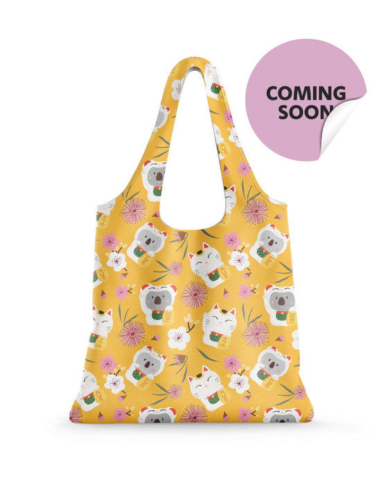 Reusable Shopping Bag – Japanese Lucky Cat and Koala Eco Tote by Suki McMaster