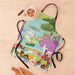 Vibrant Sydney souvenir apron featuring colorful illustrations of the Opera House, Harbour Bridge, Sydney Tower, ferries, flowers, and iconic Australian scenery – perfect Australian kitchen gift or travel keepsake.