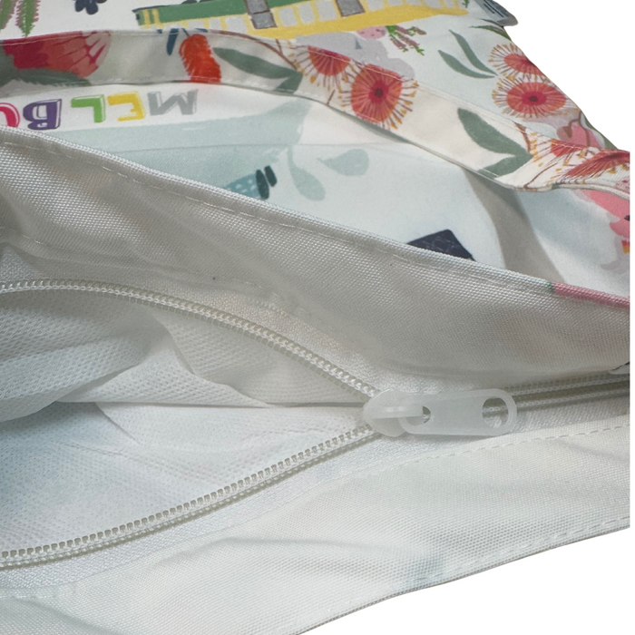 Tote Bag with Zipper and Pocket - Melbourne Icons by Suki McMaster