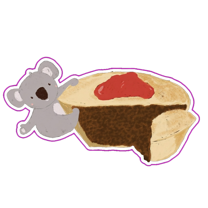 Koala & Meat Pie Postcard & Magnet Set by Suki McMaster – Illustrated A6 Postcard + Fridge Magnet | Straya Snack Collection