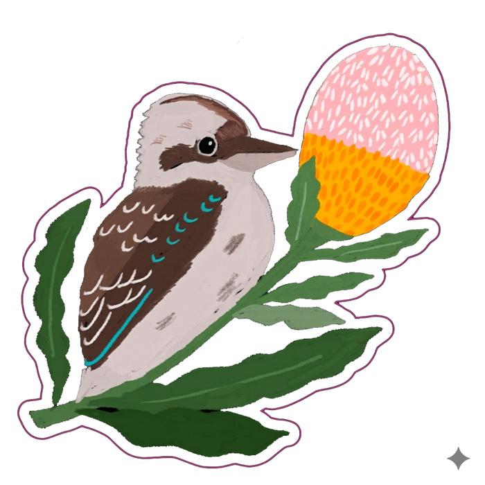 Kookaburra Postcard & Magnet Set by Suki McMaster – Illustrated A6 Postcard + Fridge Magnet