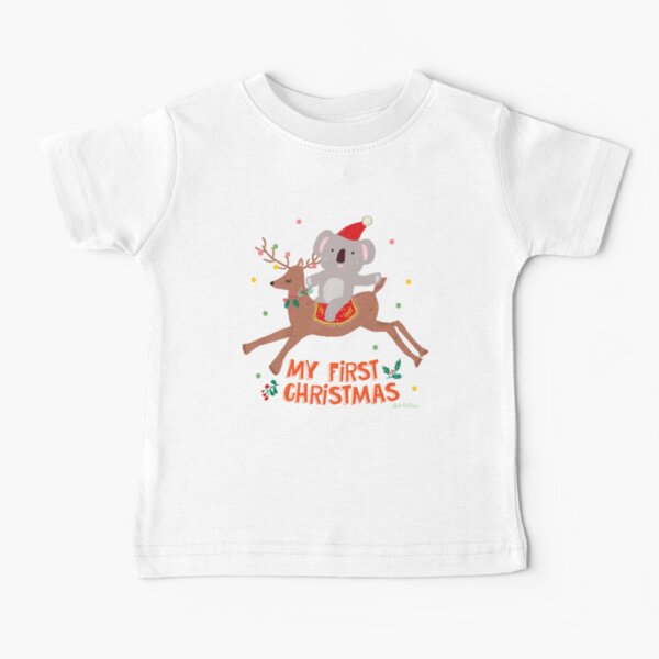 My First Christmas Baby T-Shirt – Cute Koala & Reindeer Holiday Tee by Suki McMaster