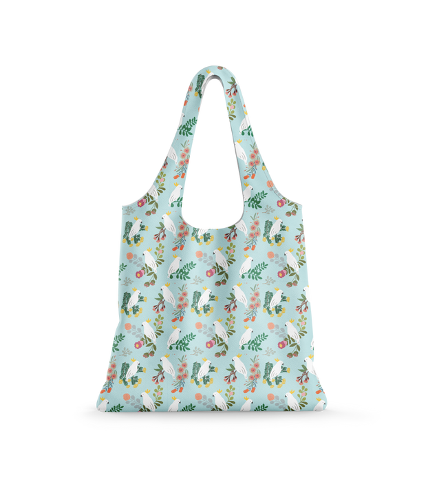 Reusable Shopping Bag - Cockatoo And Australian Native Floral by Suki McMaster