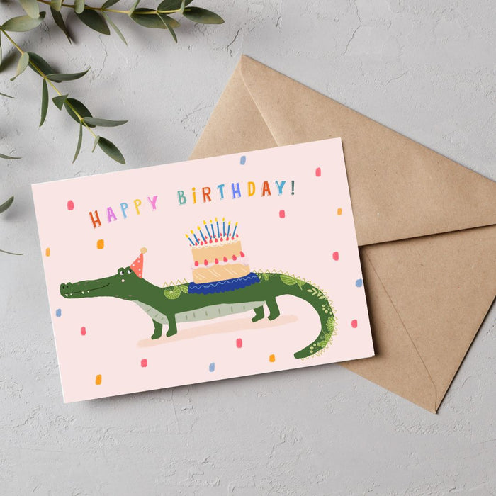 Blank Card - Crocodile Birthday by Suki McMaster