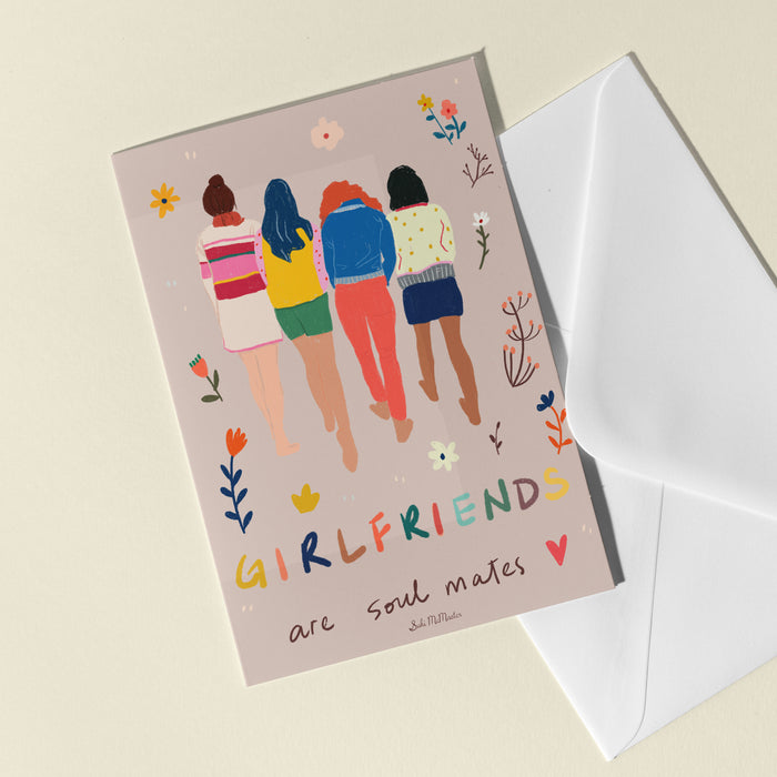 Blank Card - Girlfriends Are Soulmates by Suki McMaster