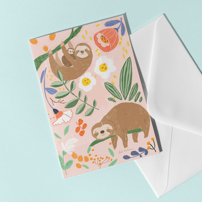 Blank Card - Sloth Family by Suki McMaster