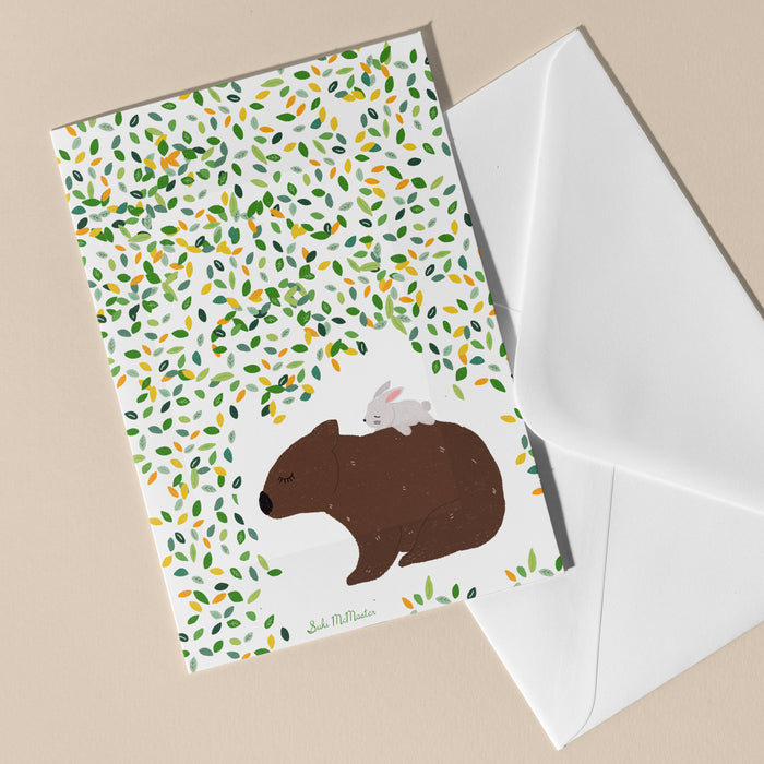 Blank Card - Wombat and Bunny by Suki McMaster