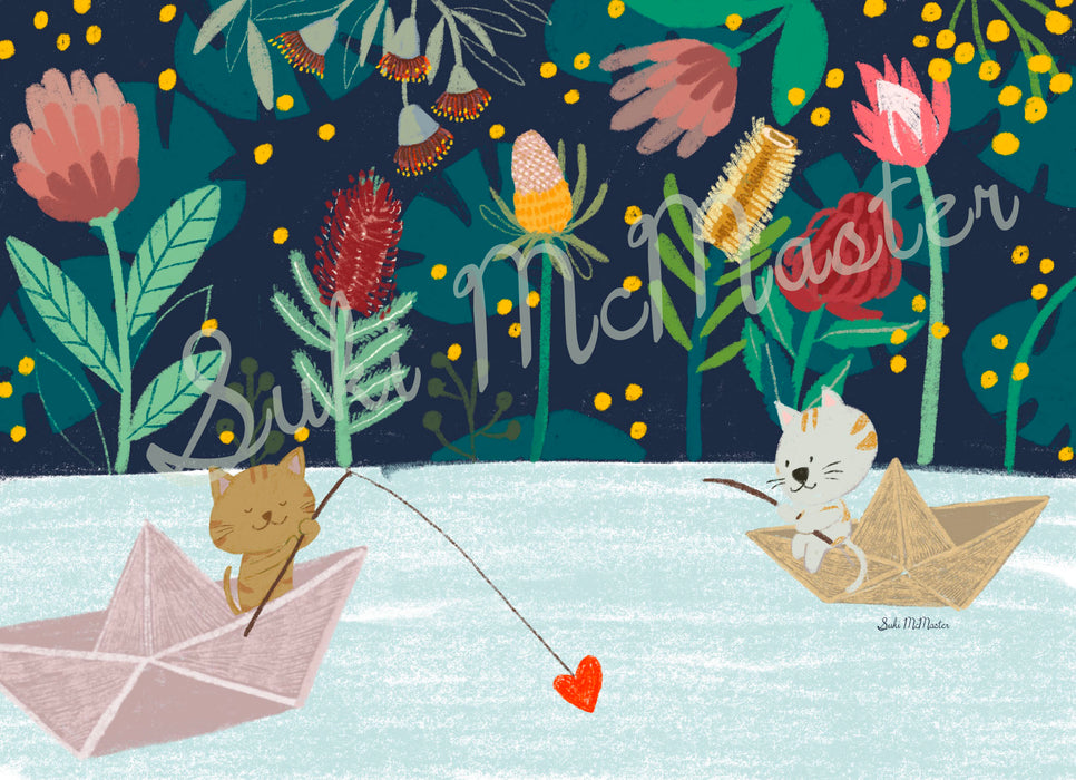Wall Art Print - Connection Cat on Boat by Suki McMaster