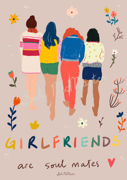 Wall Art Print - Girlfriends Are Soulmates by Suki McMaster