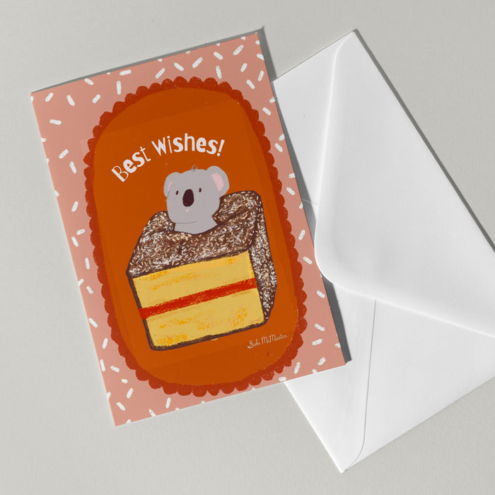 Birthday Card - Best Wishes Koala Lamington by Suki McMaster