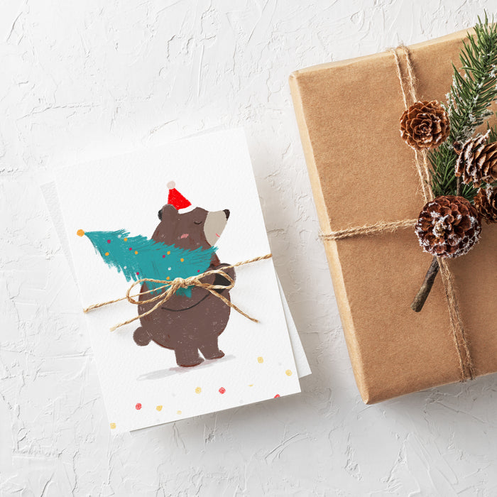 Christmas Bear Greeting Card – Australian Animal Christmas Card by Suki McMaster