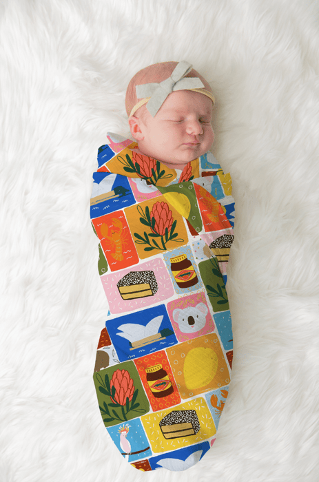 Bamboo Baby Blanket Swaddle Wrap - Aussie Icons by Suki McMaster