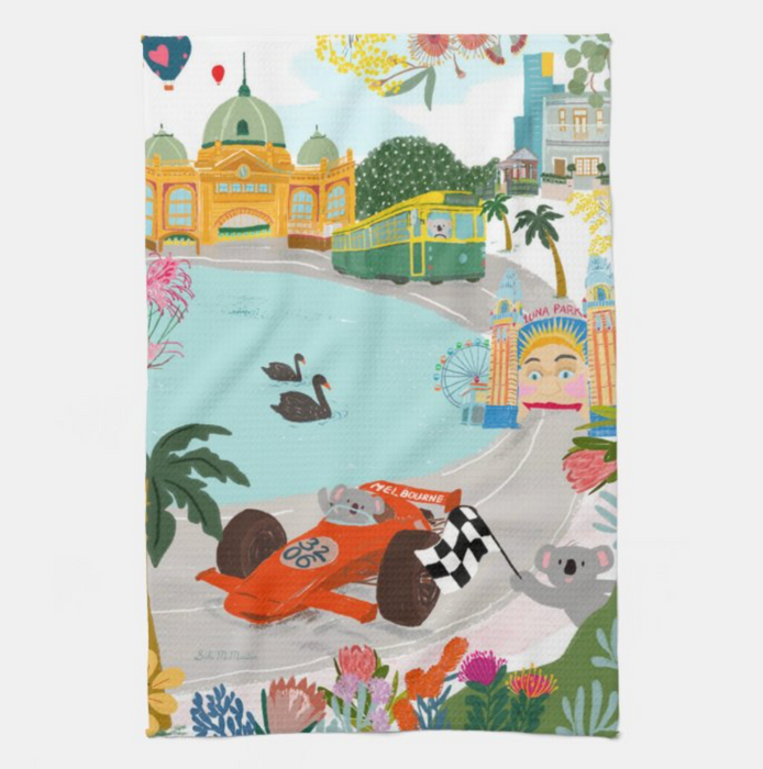 Kitchen Tea Towel - Melbourne Grand Prix by Suki McMaster (COMING SOON)