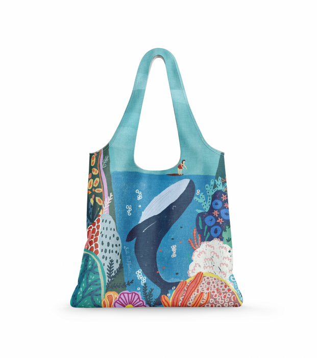 Reusable Shopping Bag - Surfer and Whale by Suki McMaster