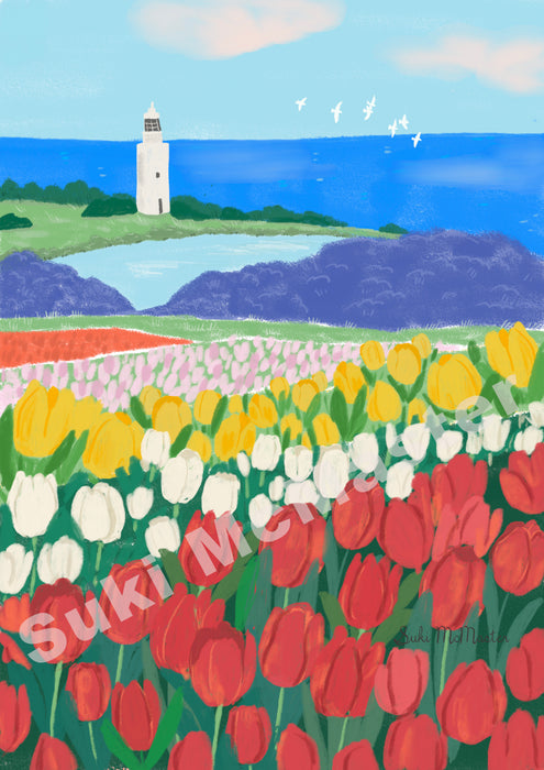 Australian Landscape Wall Art Print - Tasmania Tulip Festival by Suki McMaster