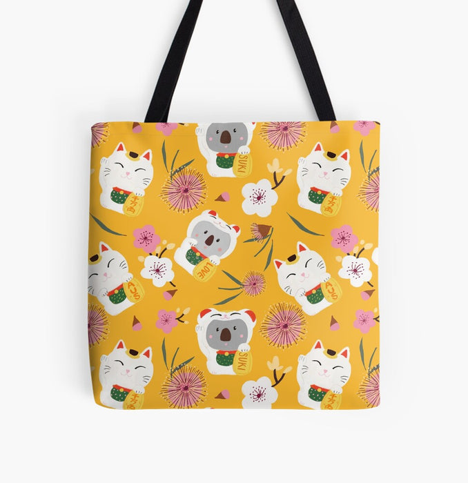 Tote Bag - Japanese Lucky Cat and Koala by Suki McMaster