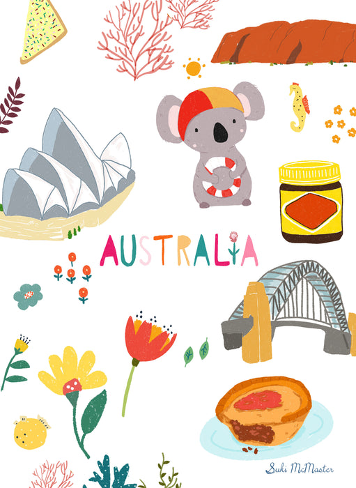 Kitchen Tea Towel - Australiana by Suki McMaster