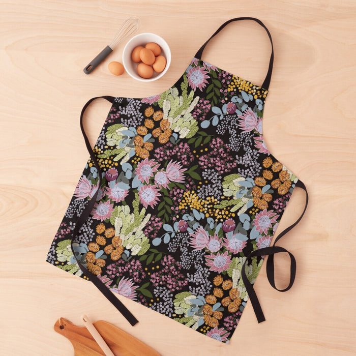 Adult Apron - Floral Black Design by Suki McMaster