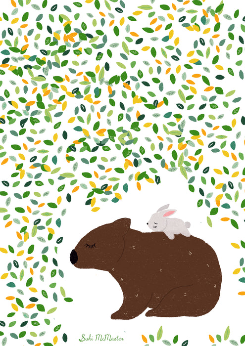 Suki McMaster - wombat and bunny -  Blank Card