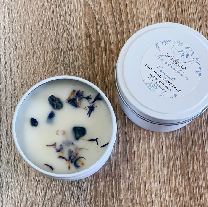 Handmade Crystal Infused Soy Candle - Australian Forest by Sensilla