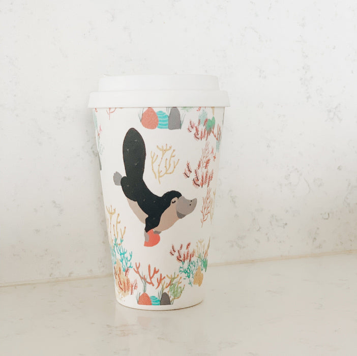 Bamboo Reusable Cup - Platypus (Large) by Suki McMaster