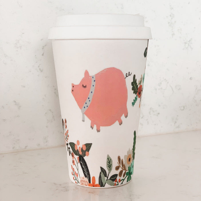 Bamboo Reusable Cup - Piglet by Suki McMaster
