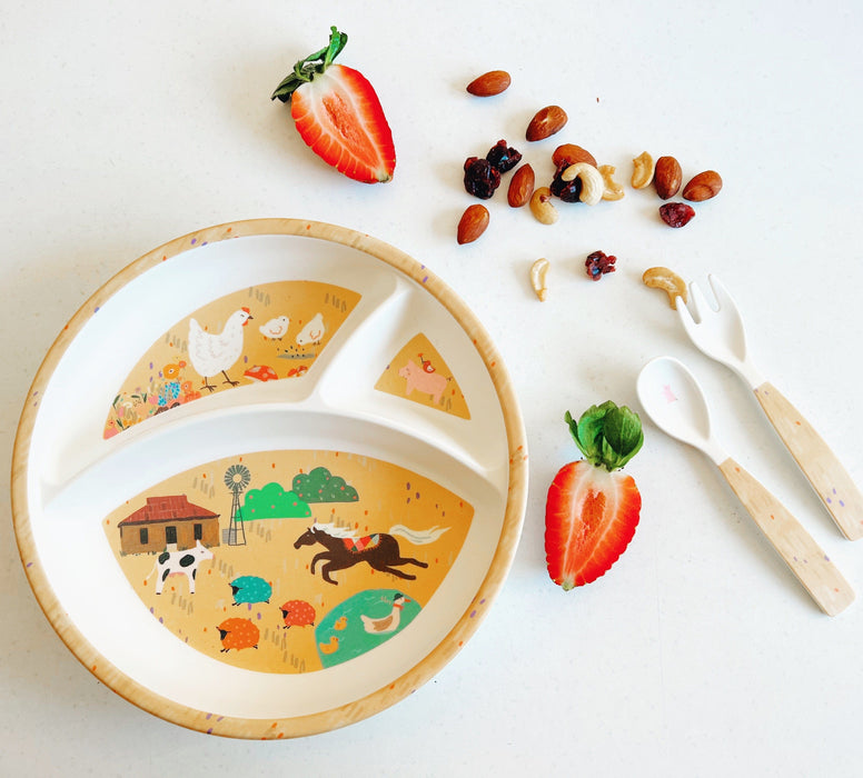 Suki McMaster Divided Plate Set Farm Animals