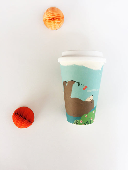 Bamboo Reusable Cup - Bear On Back by Suki McMaster