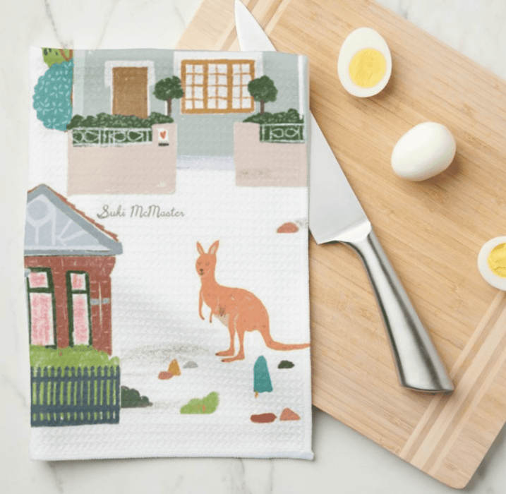 Kitchen Tea Towel - Melbourne Houses by Suki McMaster