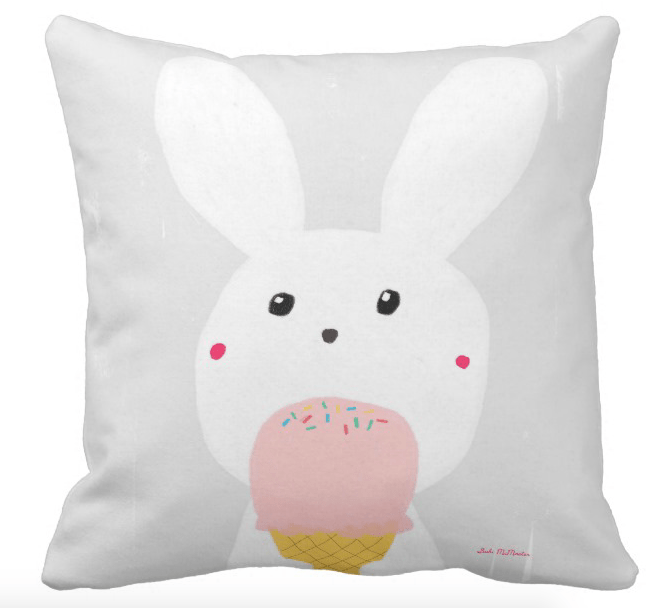 Cushion Cover - Ice Cream Bunny by Suki McMaster