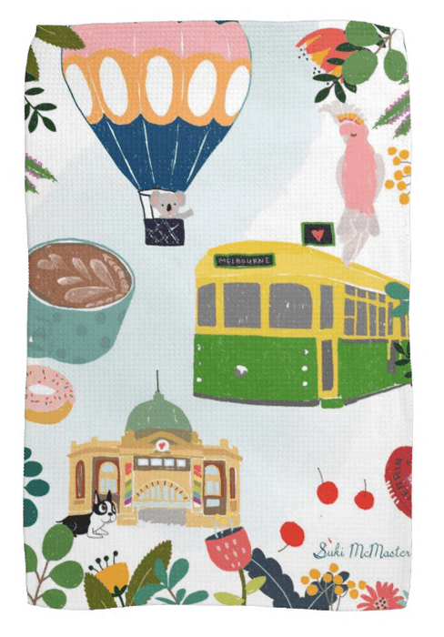 Kitchen Tea Towel - Melbourne Icons by Suki McMaster