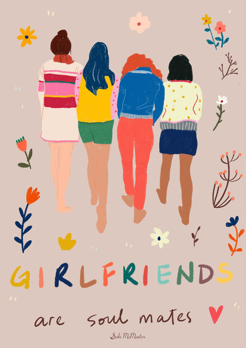 Blank Card - Girlfriends Are Soulmates by Suki McMaster