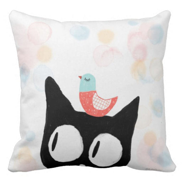 Cushion Cover - Cat and Bird by Suki McMaster