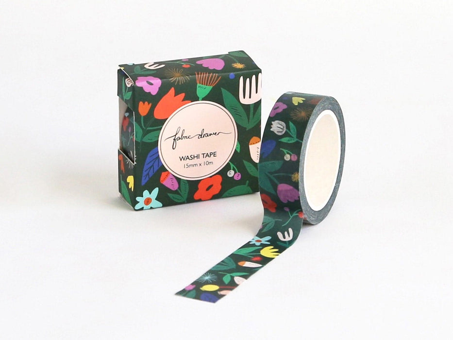 Washi Tape - Floral Pop Black by Fabric Drawer