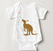 Suki McMaster Melbourne Design Kangaroo Personalised Onesie Baby Romper Baby Shower Gifts South Melburne