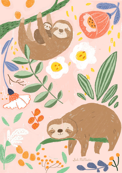 Blank Card - Sloth Family by Suki McMaster