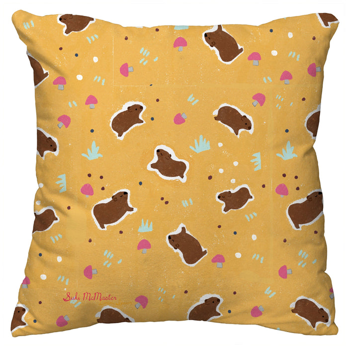 Cushion Cover - Happy Wombat by Suki McMaster
